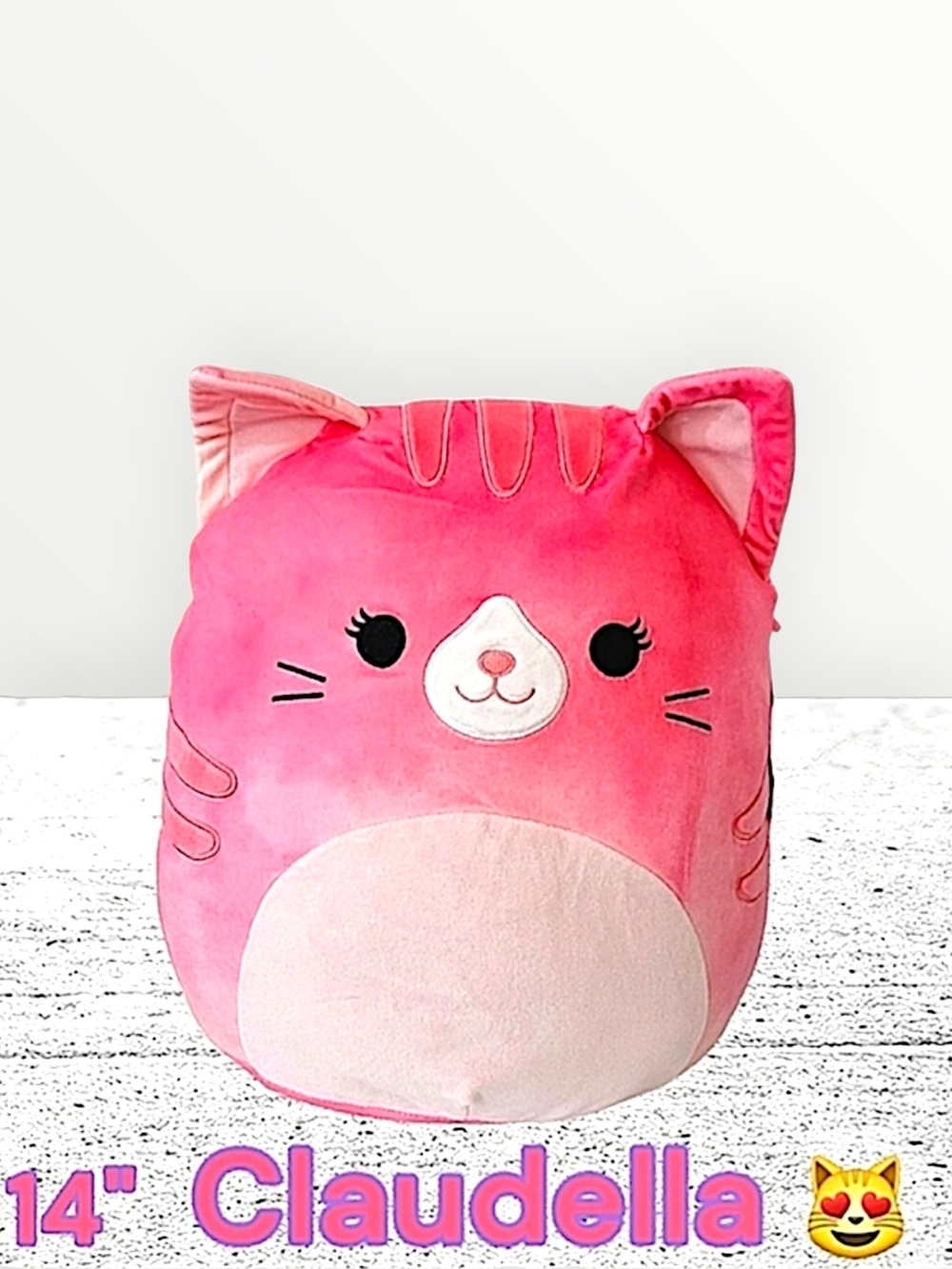 Squishmallows Pink Cat Claudella 14" Plush Tie-die Tabby